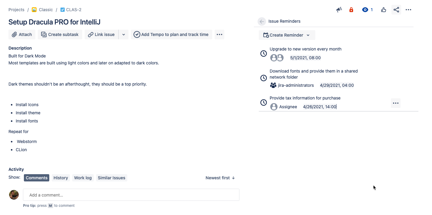Issue Reminders screenshot 2